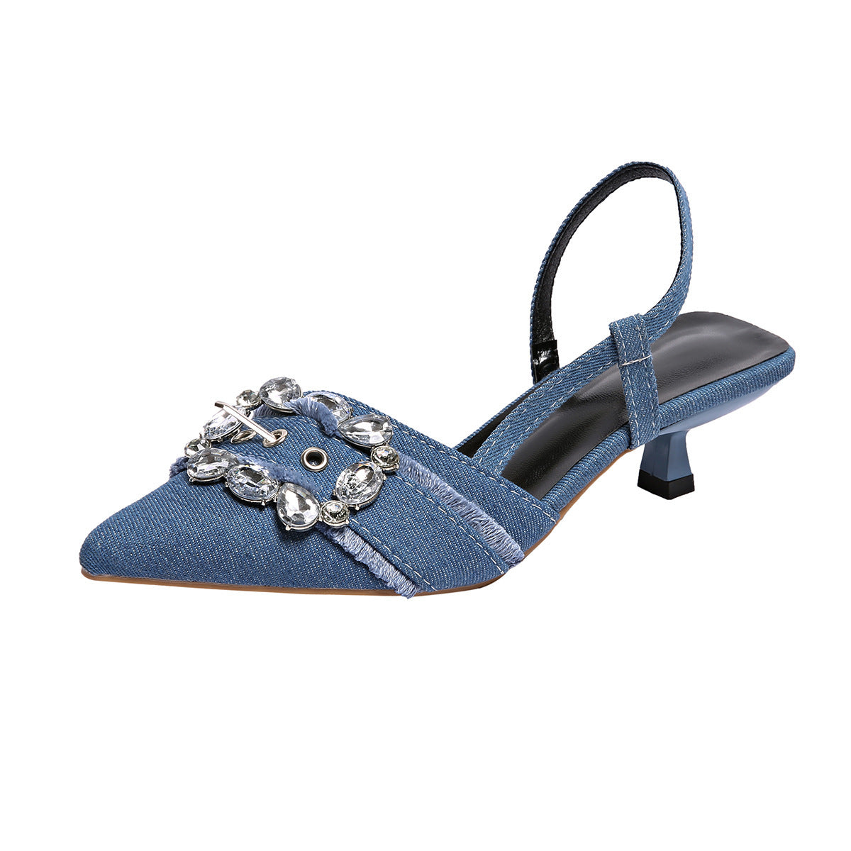High Heel Sandals Pointed Toe Closed Toe Sandals Rhinestone